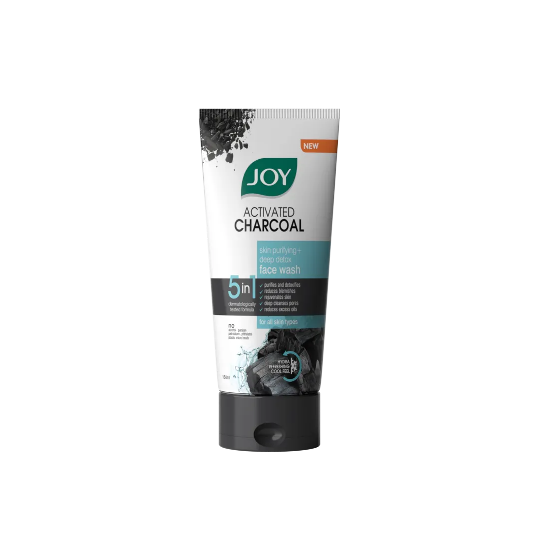 Joy Activated Charcoal skin purifying face wash — 3D variant render of white squeeze tube