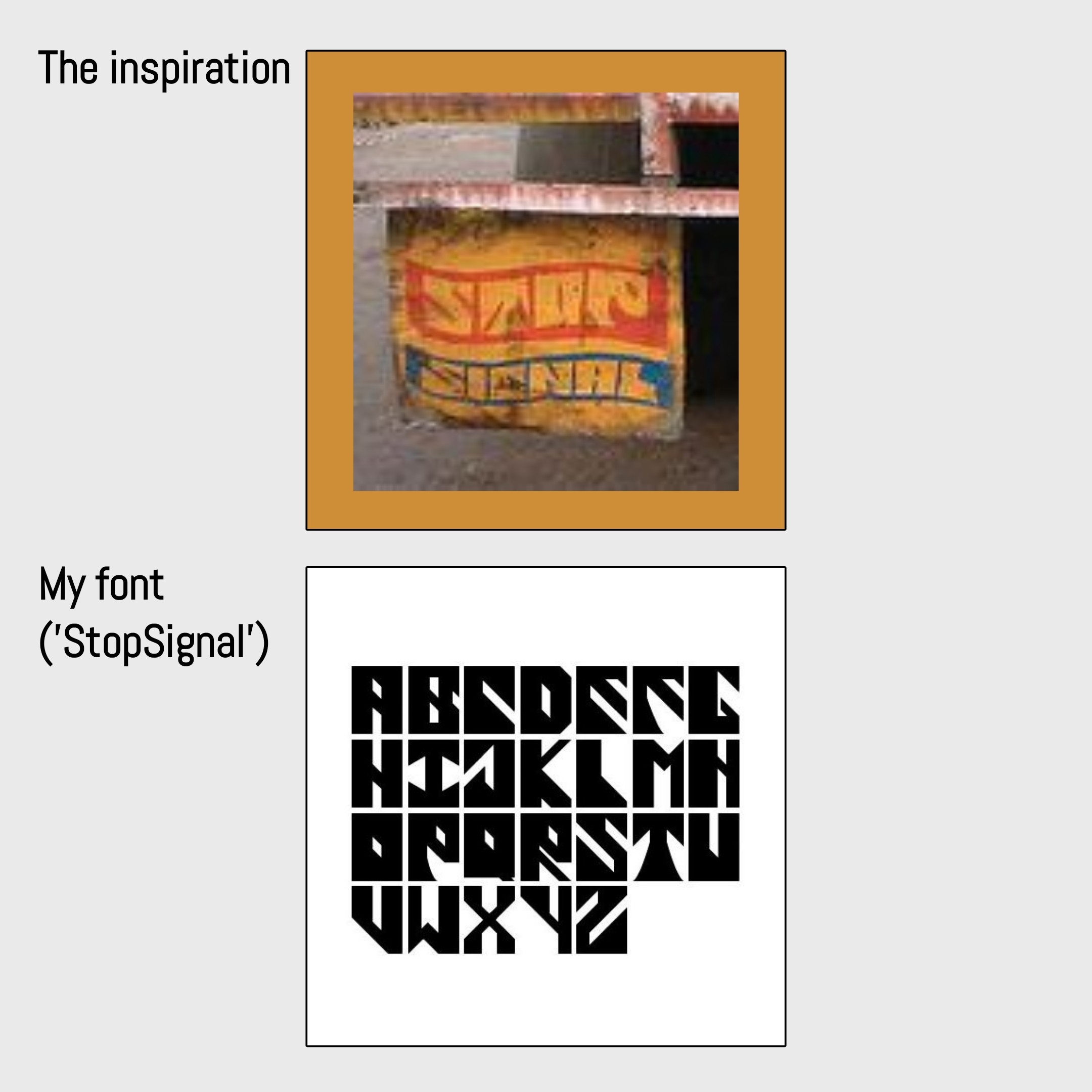 StopSignal font — inspiration and full alphabet specimen